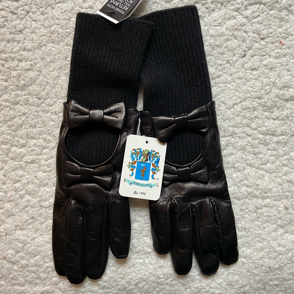 Portolano leather gloves with ribbed cuff
